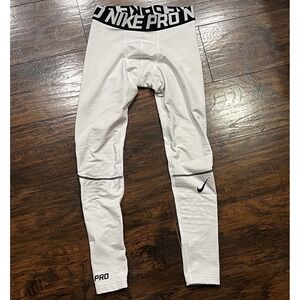 Nike Pro Hyperwarm Compression Leggings, White, Men's Size Medium